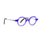 Purple eyeglasses on a white background